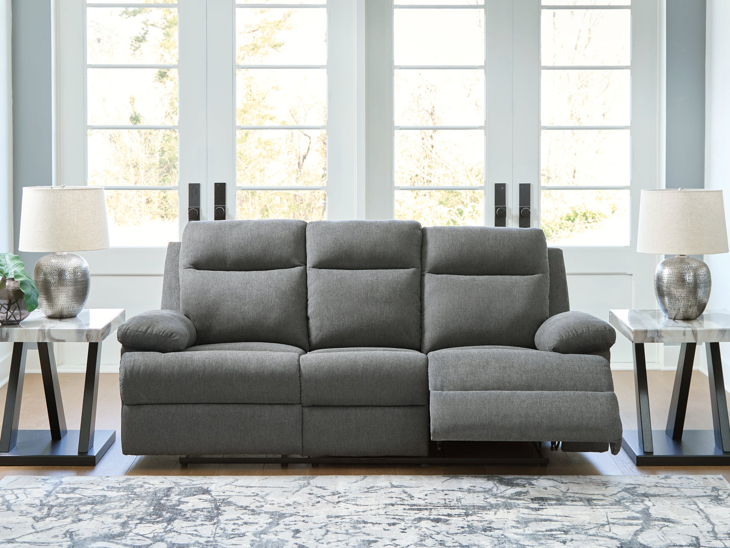 Stuart Furniture Outlet - Ashley Furniture - Side-Swipe Living Room - REC Sofa w/Drop Down Table / Charcoal - PC9140689