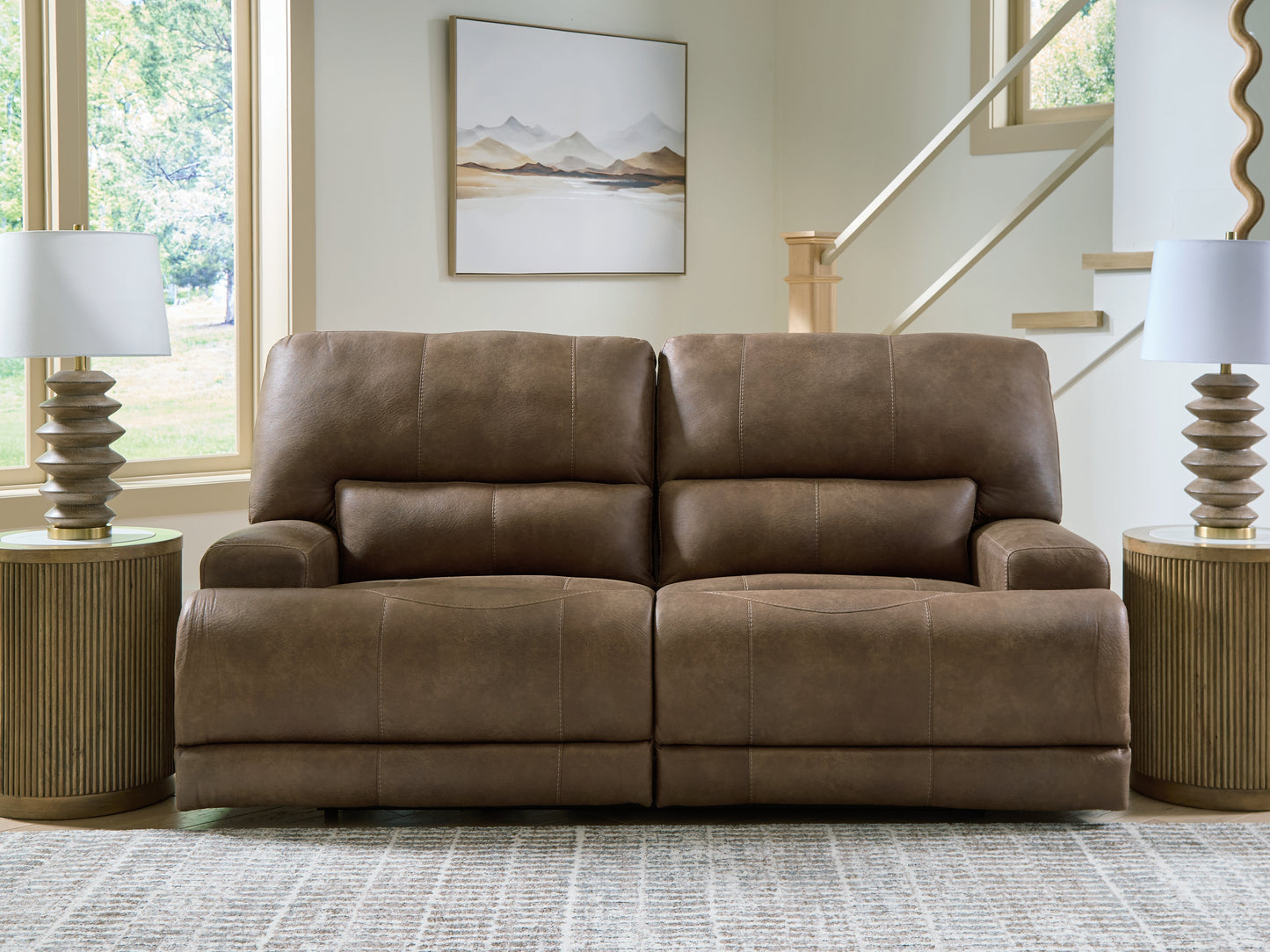 Stuart Furniture Outlet - Ashley Furniture - Beckley Place Living Room - 2 Seat PWR REC Sofa ADJ HDREST / Earth - PC9180247