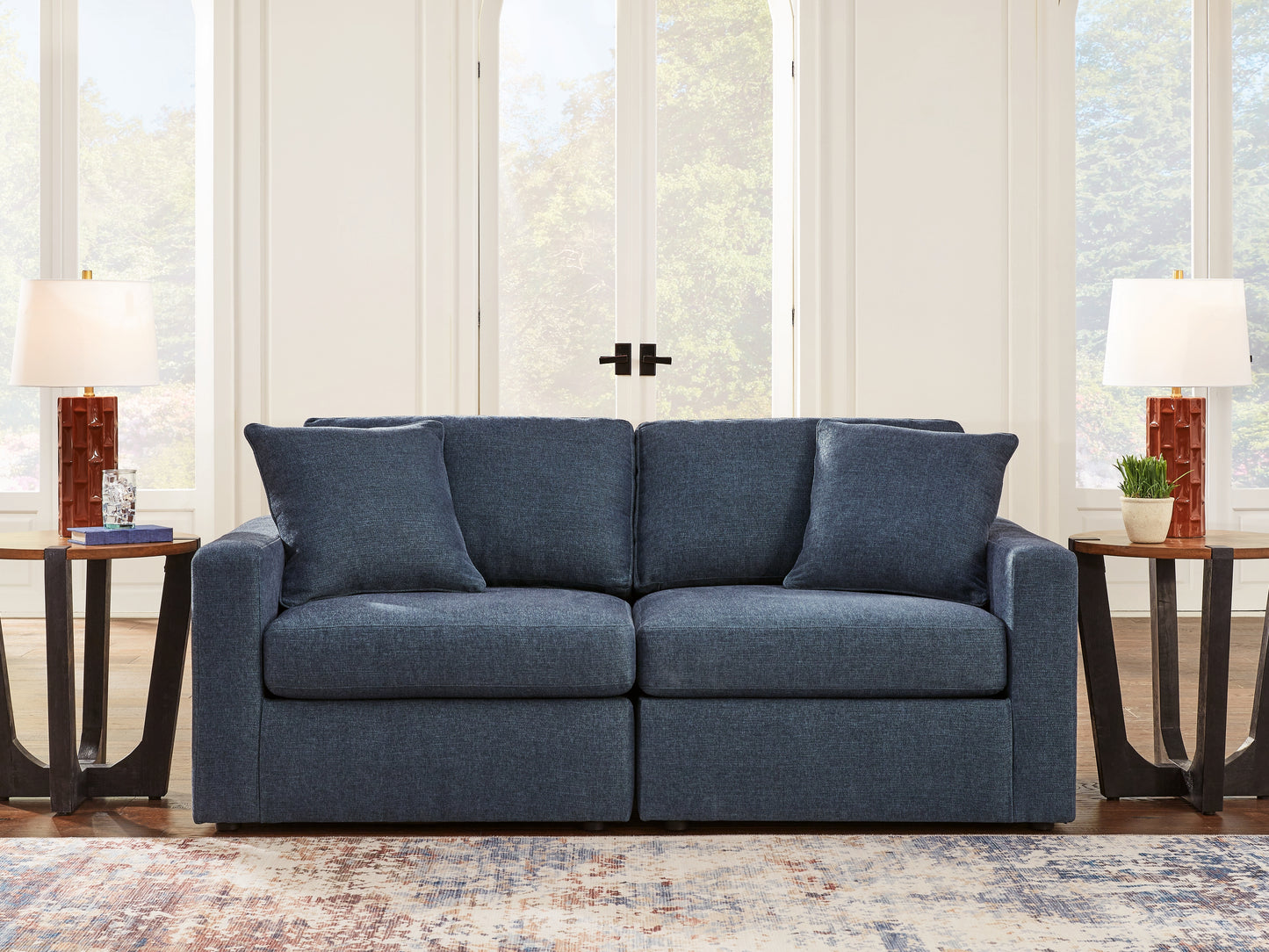 Stuart Furniture Outlet - Ashley Furniture - Modmax Sectional - RAF 7-Piece Sectional with Audio Console / Ink - 92121S75