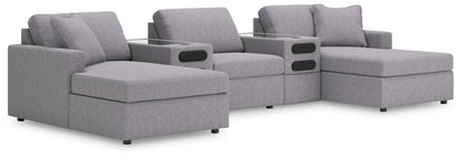Stuart Furniture Outlet - Ashley Furniture - Modmax Sectional - RAF 5-Piece Sectional with Chaise and Audio Console / Granite - 92104S47