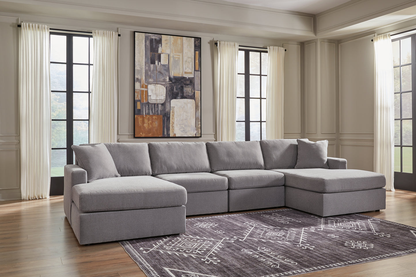 Stuart Furniture Outlet - Ashley Furniture - Modmax Sectional - RAF 4-Piece Sectional with Chaise / Granite - 92104S19