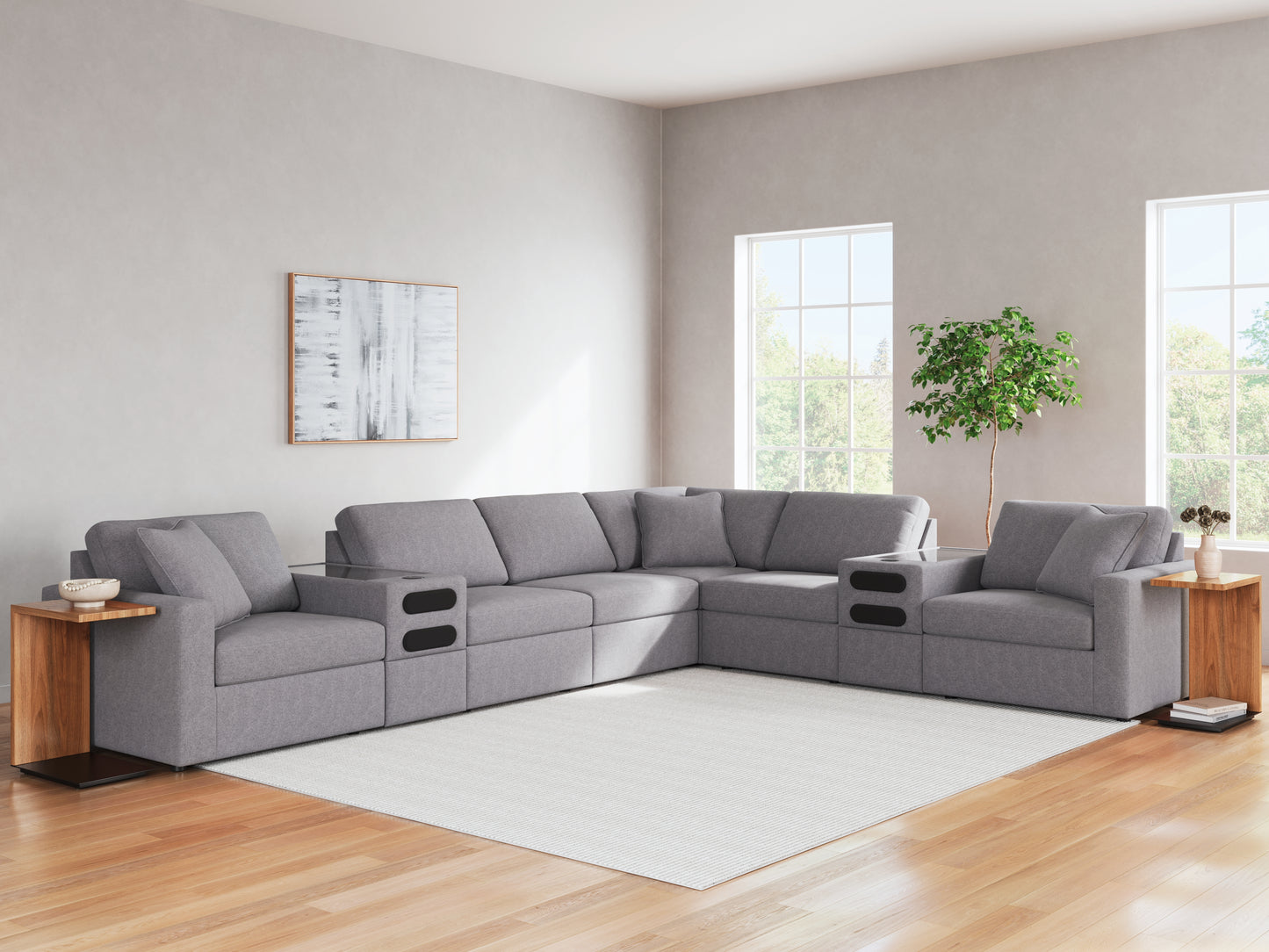 Stuart Furniture Outlet - Ashley Furniture - Modmax Sectional - RAF 8-Piece Sectional / Granite - 92104S16