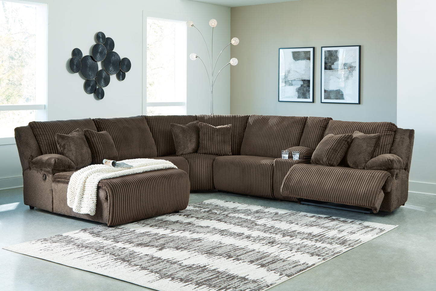 Stuart Furniture Outlet - Ashley Furniture - Top Tier Sectional - 6-Piece Reclining Sectional with Chaise / Chocolate - 92705S2