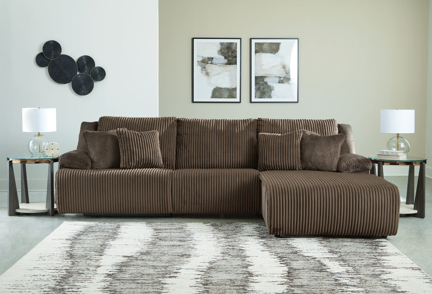 Stuart Furniture Outlet - Ashley Furniture - Top Tier Sectional - 3-Piece Sectional Sofa Chaise / Chocolate - 92705S6