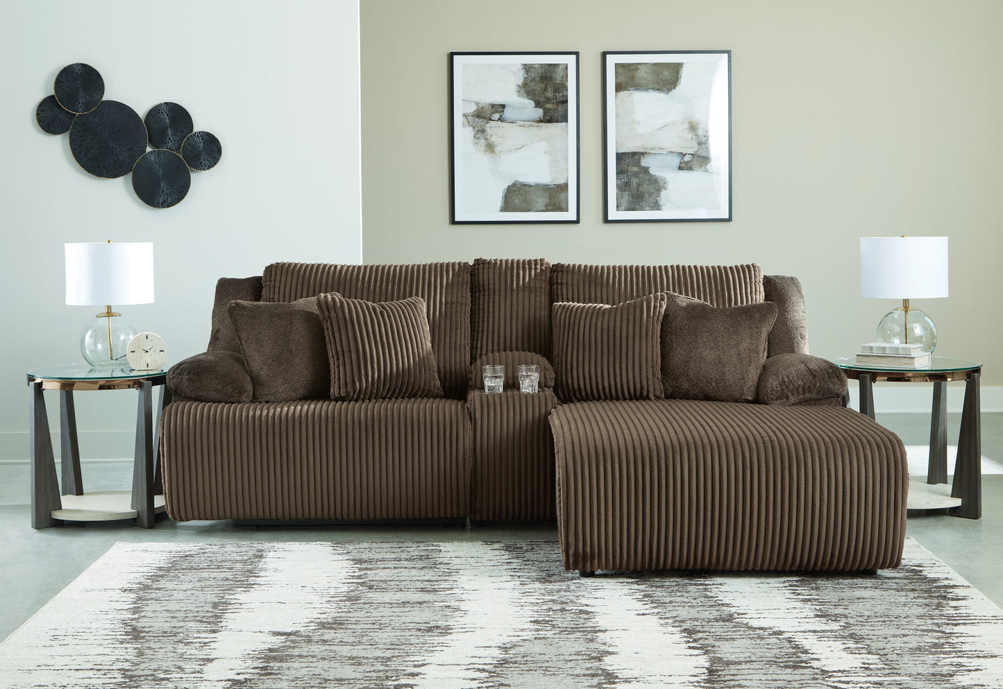 Stuart Furniture Outlet - Ashley Furniture - Top Tier Sectional - 3-Piece Reclining Sectional Sofa with Chaise / Chocolate - 92705S4