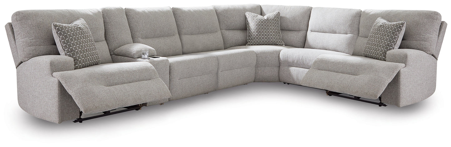 Stuart Furniture Outlet - Ashley Furniture - Acklen Place Sectional - 7-Piece Power Sectional Reclining Sofa with Storage Console / Pewter - 93605S20