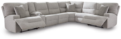 Stuart Furniture Outlet - Ashley Furniture - Acklen Place Sectional - 7-Piece Power Sectional Reclining Sofa with Storage Console / Pewter - 93605S20