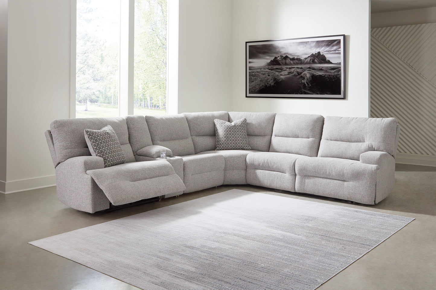 Stuart Furniture Outlet - Ashley Furniture - Acklen Place Sectional - 6-Piece Power Reclining Sectional / Pewter - 93605S9