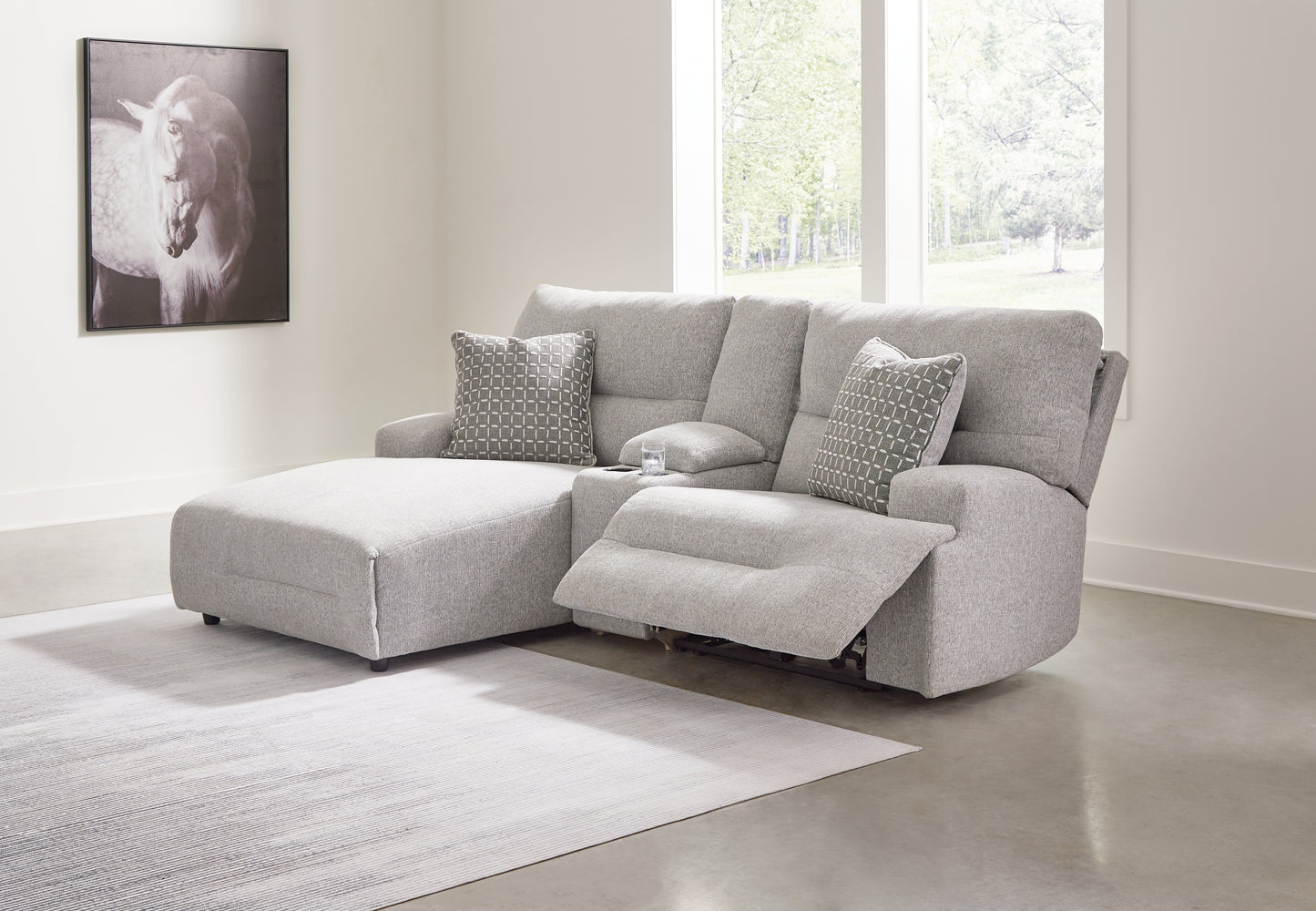 Stuart Furniture Outlet - Ashley Furniture - Acklen Place Sectional - 3-Piece Power Reclining Sectional Sofa with Chaise / Pewter - 93605S5