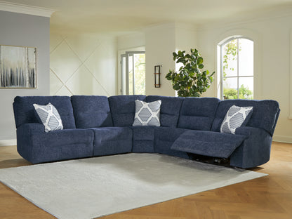 Stuart Furniture Outlet - Ashley Furniture - Acklen Place Sectional - 5-Piece Power Reclining Sectional / Navy - 93607S3