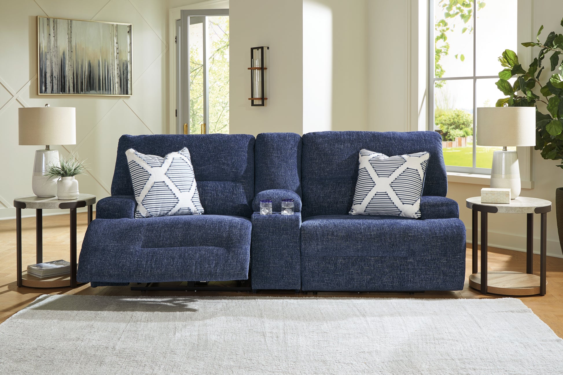 Stuart Furniture Outlet - Ashley Furniture - Acklen Place Sectional - 3-Piece Sectional / Navy - 93607S10