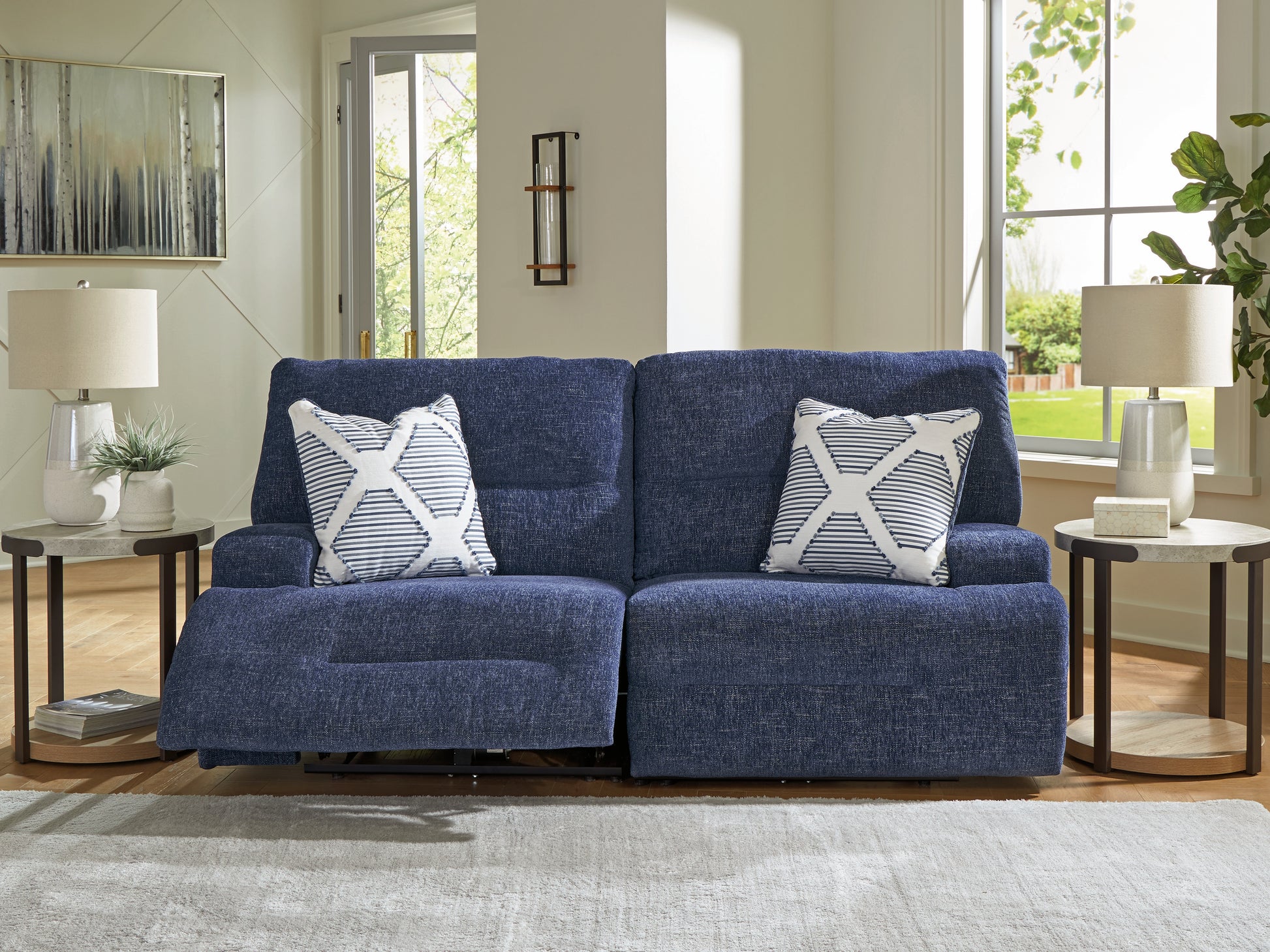 Stuart Furniture Outlet - Ashley Furniture - Acklen Place Sectional - 2-Piece Power Reclining Sectional / Navy - 93607S16