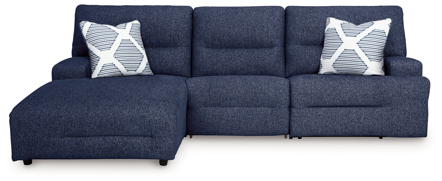 Stuart Furniture Outlet - Ashley Furniture - Acklen Place Sectional - 3-Piece Power Reclining Sectional / Navy - 93607S7