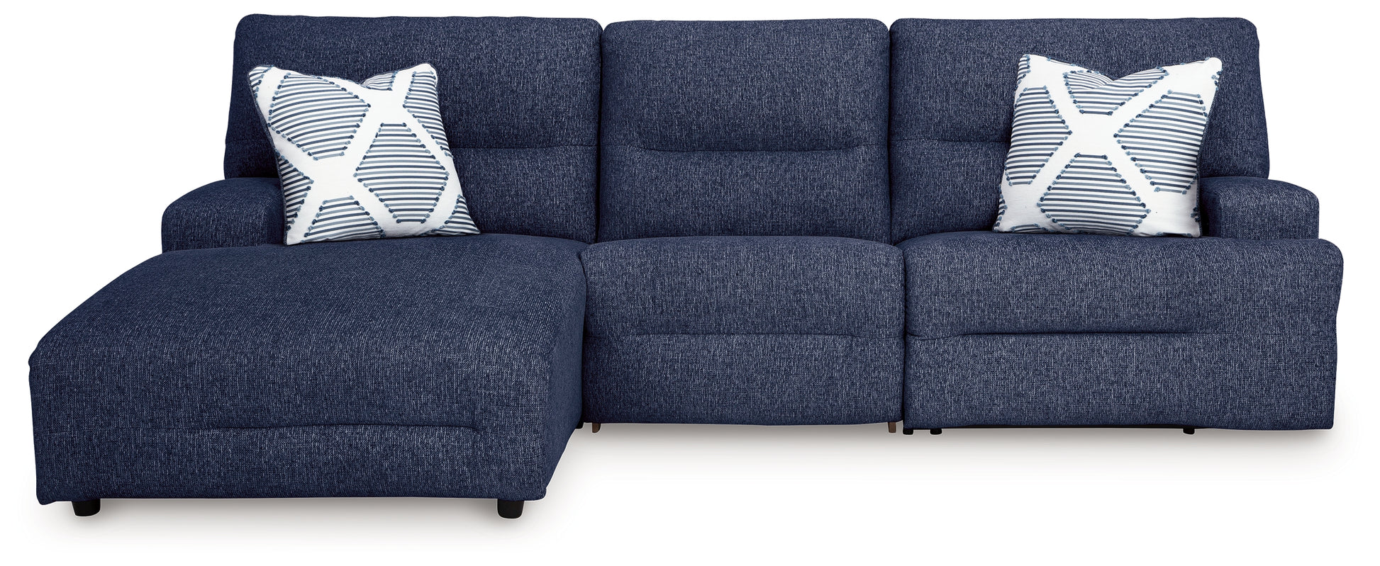 Stuart Furniture Outlet - Ashley Furniture - Acklen Place Sectional - 3-Piece Power Reclining Sectional / Navy - 93607S7