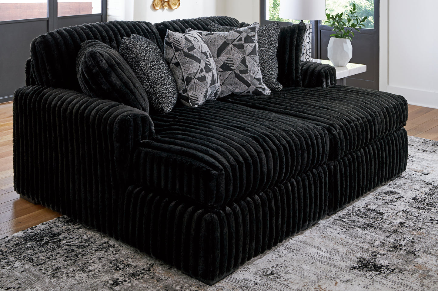 Stuart Furniture Outlet - Ashley Furniture - Midnight-Madness Sectional - RAF Super Chaise / Onyx - 98103S8