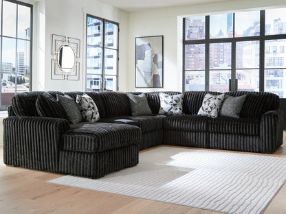 Stuart Furniture Outlet - Ashley Furniture - Midnight-Madness Sectional - RAF 6-Piece Sectional with Chaise / Onyx - 98103S23