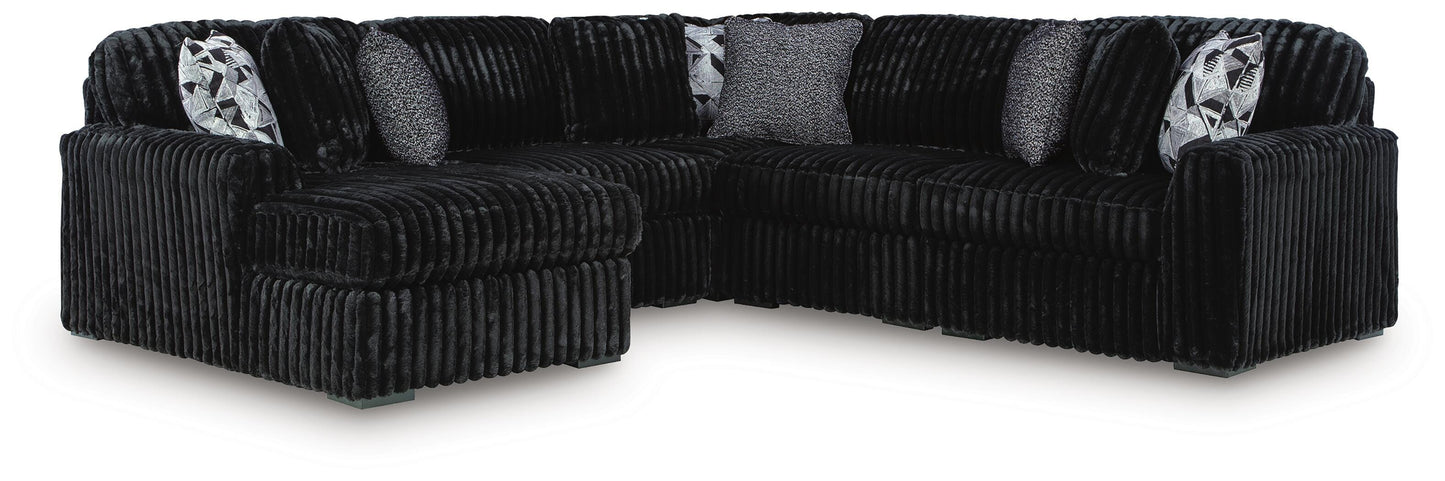 Stuart Furniture Outlet - Ashley Furniture - Midnight-Madness Sectional - RAF 5-Piece Sectional with Chaise / Onyx - 98103S21