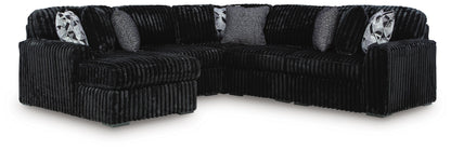 Stuart Furniture Outlet - Ashley Furniture - Midnight-Madness Sectional - RAF 5-Piece Sectional with Chaise / Onyx - 98103S21