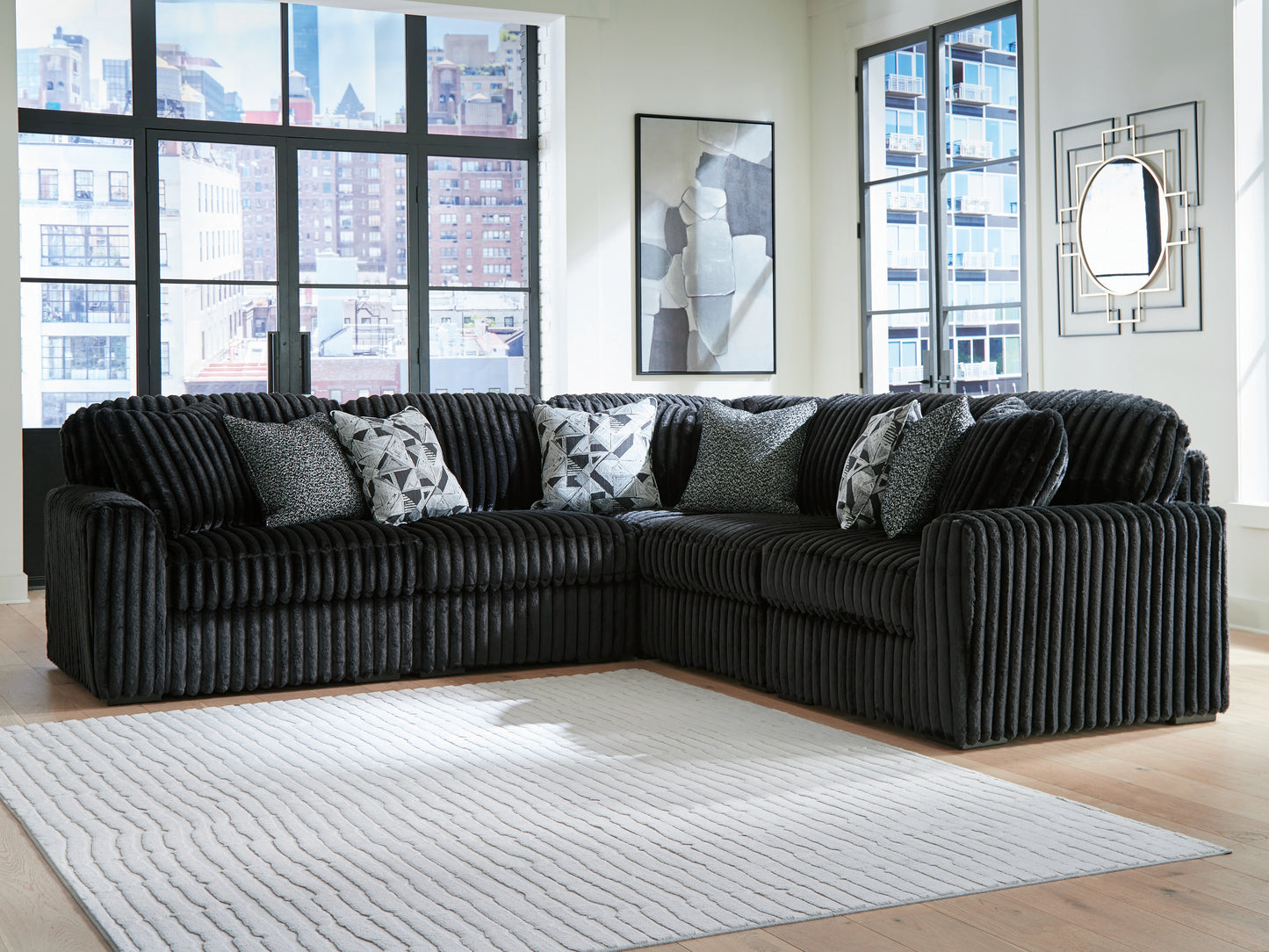Stuart Furniture Outlet - Ashley Furniture - Midnight-Madness Sectional - RAF 5-Piece Sectional / Onyx - 98103S26