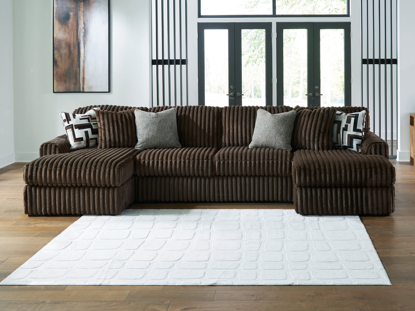 Stuart Furniture Outlet - Ashley Furniture - Midnight-Madness Sectional - RAF 3-Piece Sectional with Chaise / Chocolate - 98104S5
