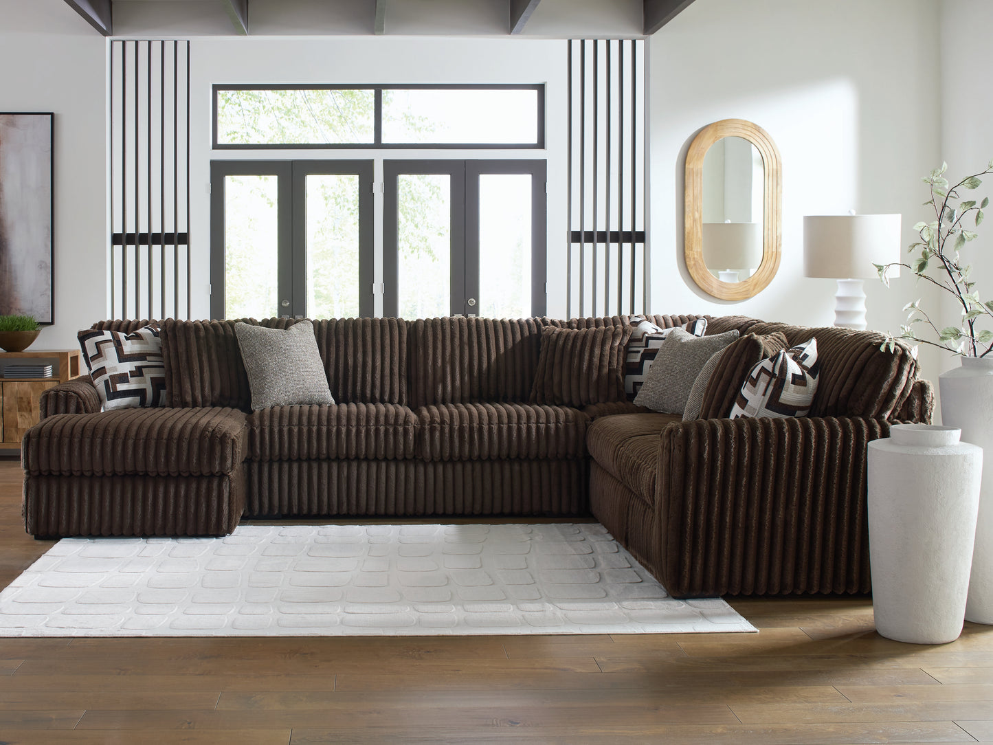 Stuart Furniture Outlet - Ashley Furniture - Midnight-Madness Sectional - RAF 4-Piece Sectional with Chaise / Chocolate - 98104S4