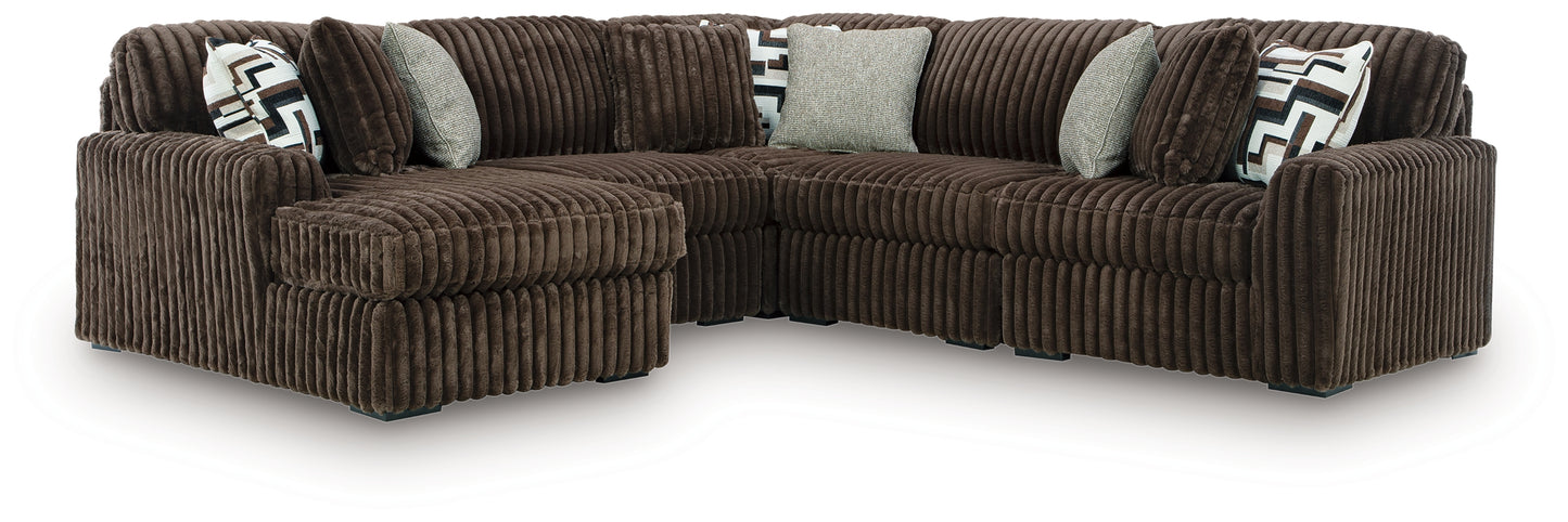 Stuart Furniture Outlet - Ashley Furniture - Midnight-Madness Sectional - RAF 5-Piece Sectional with Chaise / Chocolate - 98104S21
