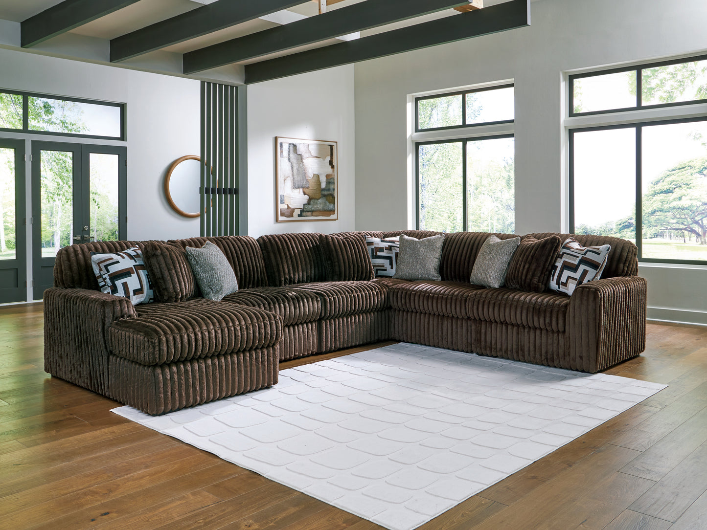 Stuart Furniture Outlet - Ashley Furniture - Midnight-Madness Sectional - RAF 6-Piece Sectional with Chaise / Chocolate - 98104S23