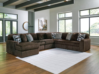 Stuart Furniture Outlet - Ashley Furniture - Midnight-Madness Sectional - RAF 6-Piece Sectional with Chaise / Chocolate - 98104S23
