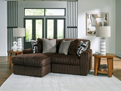 Stuart Furniture Outlet - Ashley Furniture - Midnight-Madness Sectional - RAF 2-Piece Sectional with Chaise / Chocolate - 98104S13
