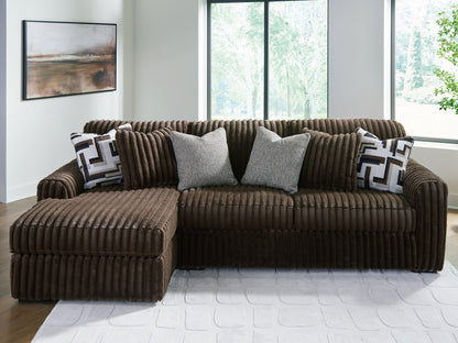 Stuart Furniture Outlet - Ashley Furniture - Midnight-Madness Sectional - RAF 2-Piece Sectional Sofa with Chaise / Chocolate - 98104S1