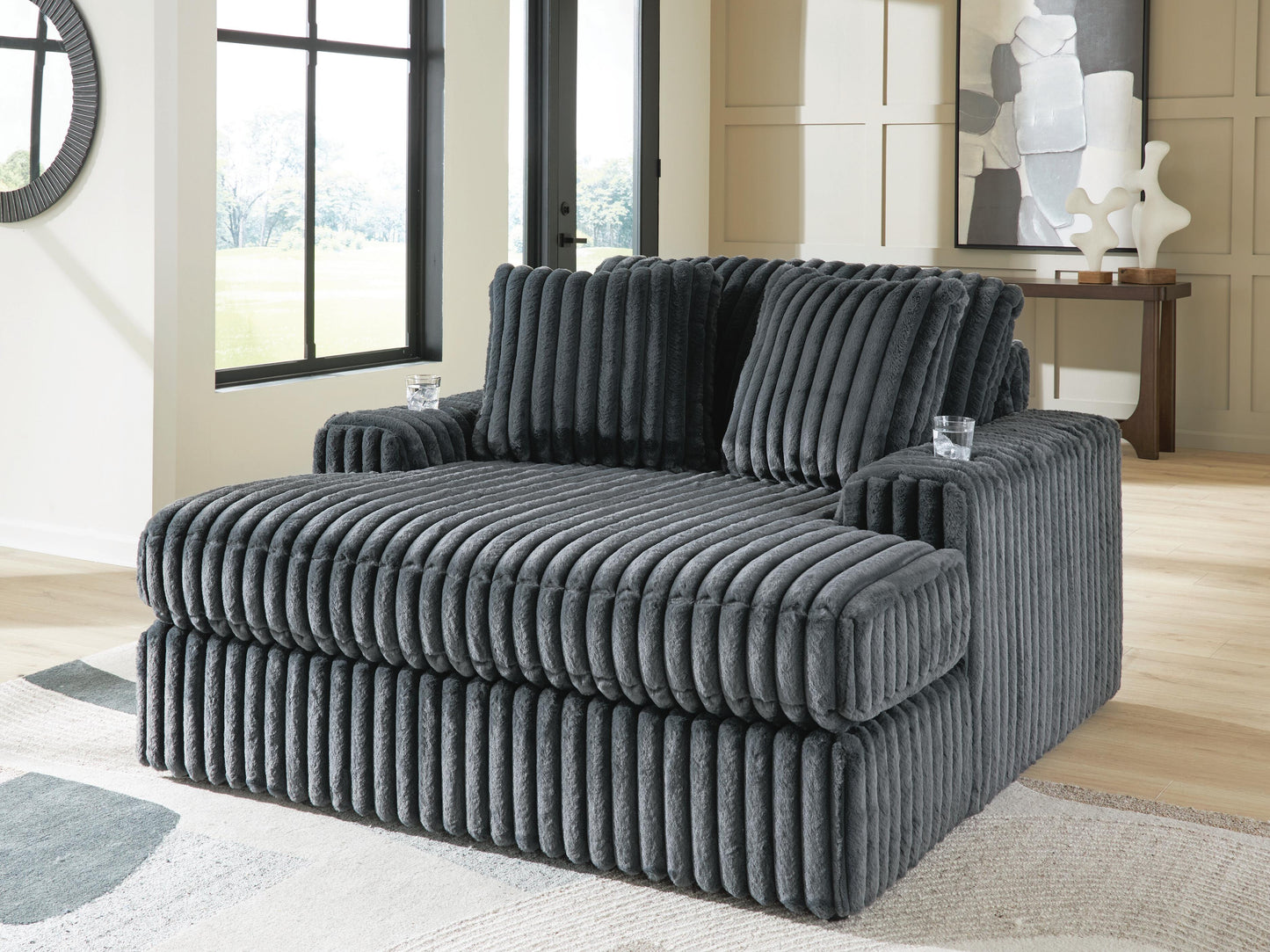 Stuart Furniture Outlet - Ashley Furniture - Midnight-Madness Living Room - Oversized Chaise / Gunmetal - 9810515