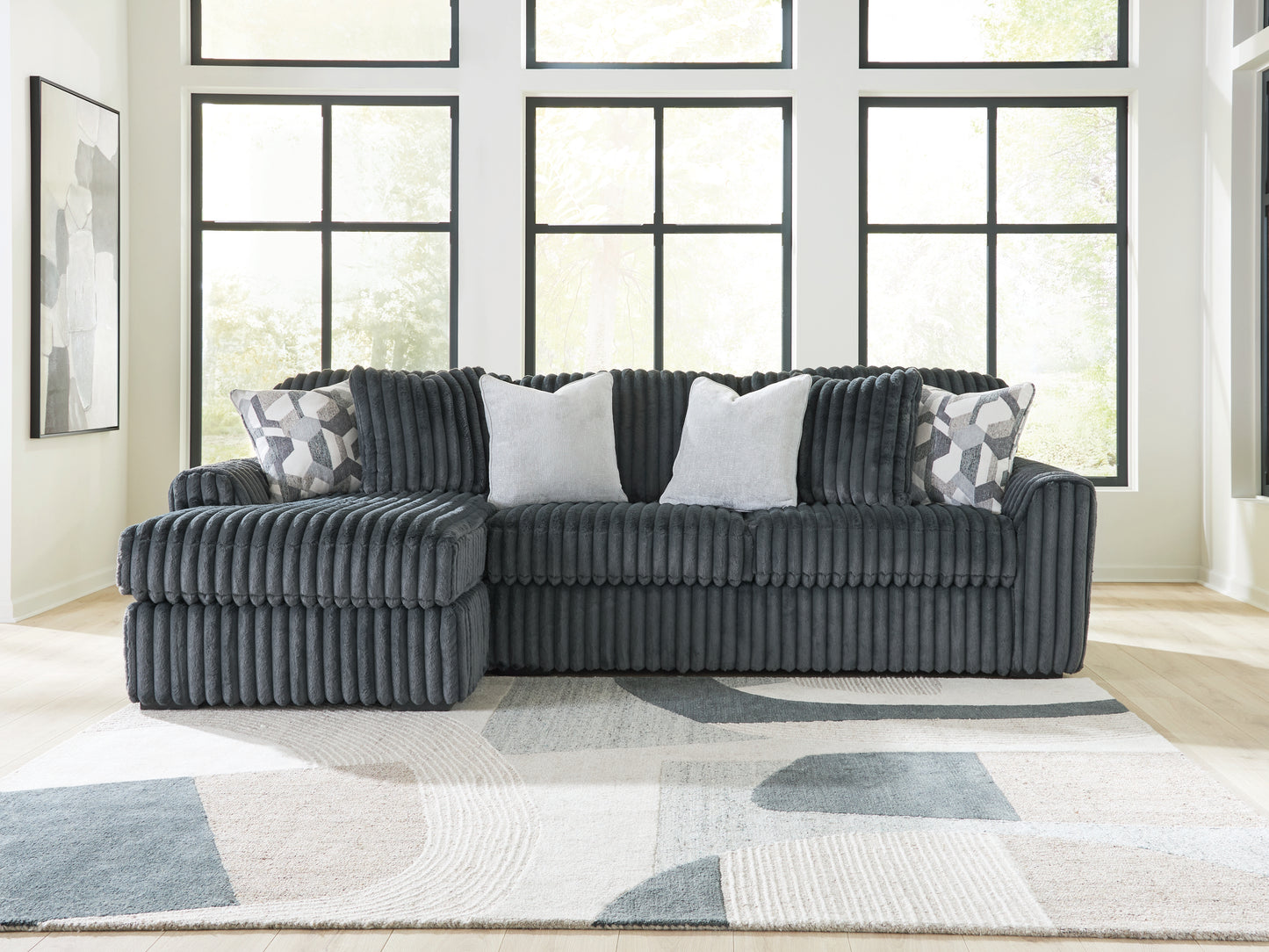 Stuart Furniture Outlet - Ashley Furniture - Midnight-Madness Sectional - RAF 2-Piece Sectional Sofa Chaise / Gunmetal - 98105S4