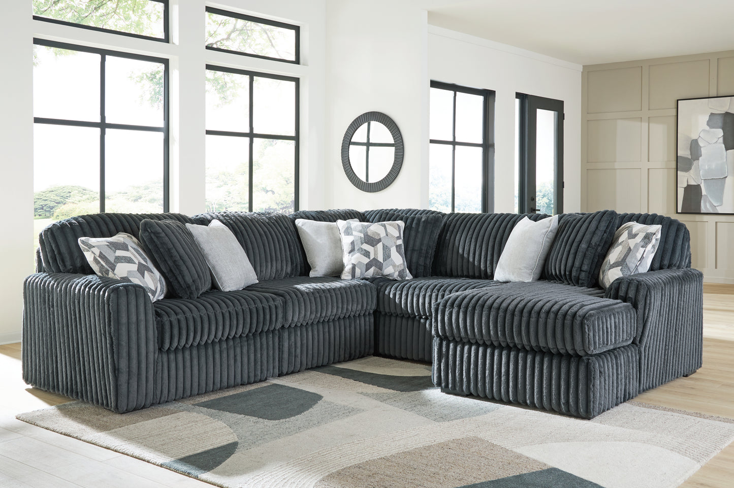 Stuart Furniture Outlet - Ashley Furniture - Midnight-Madness Sectional - RAF 5-Piece Sectional with Chaise / Gunmetal - 98105S23