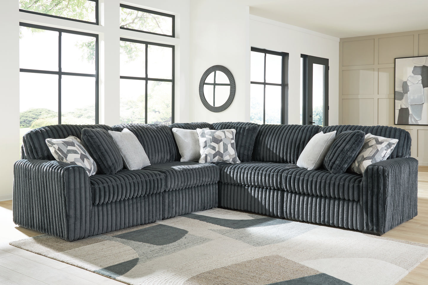 Stuart Furniture Outlet - Ashley Furniture - Midnight-Madness Sectional - RAF 5-Piece Sectional / Gunmetal - 98105S27