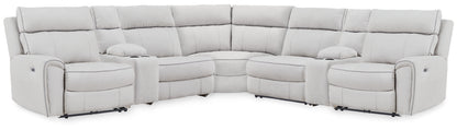 Stuart Furniture Outlet - Ashley Furniture - Social Pointe Sectional - 7-Piece Reclining Sectional with Storage Consoles / Pearl/Ash - PC98802S34