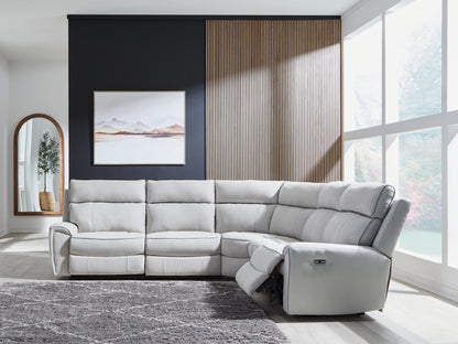 Stuart Furniture Outlet - Ashley Furniture - Social Pointe Sectional - 5-Piece Power Reclining Sectional / Pearl/Ash - PC98802S8