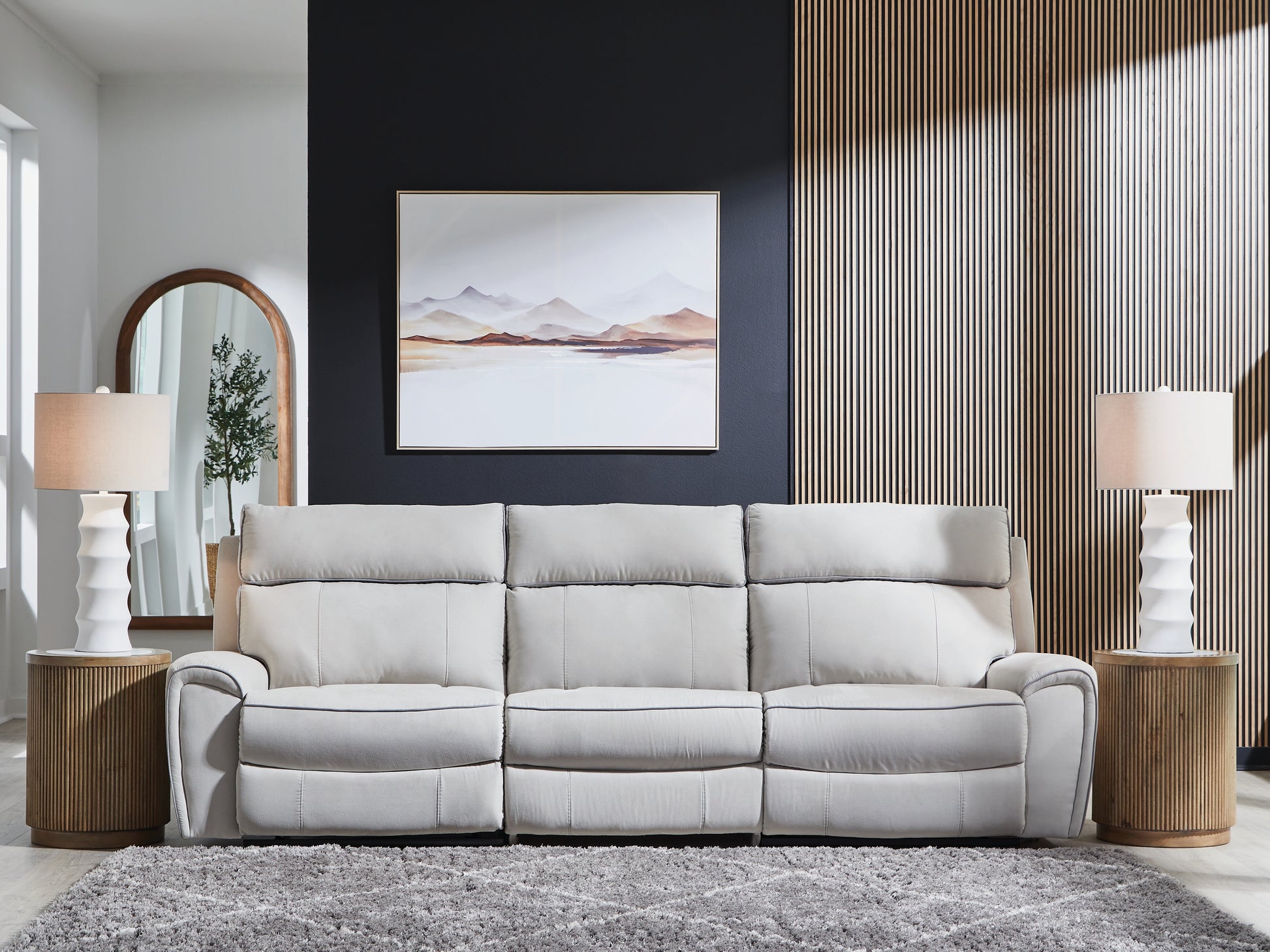 Stuart Furniture Outlet - Ashley Furniture - Social Pointe Sectional - 3-Piece Power Reclining Sectional / Pearl/Ash - PC98802S1