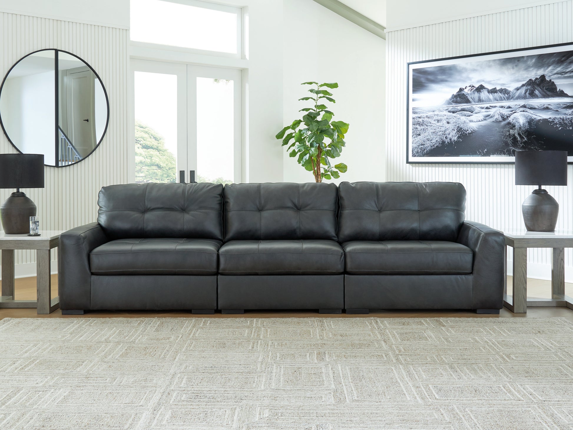 Stuart Furniture Outlet - Ashley Furniture - Brindley Pier Sectional - RAF 3-Piece Sectional Sofa / Fog - 99503S2