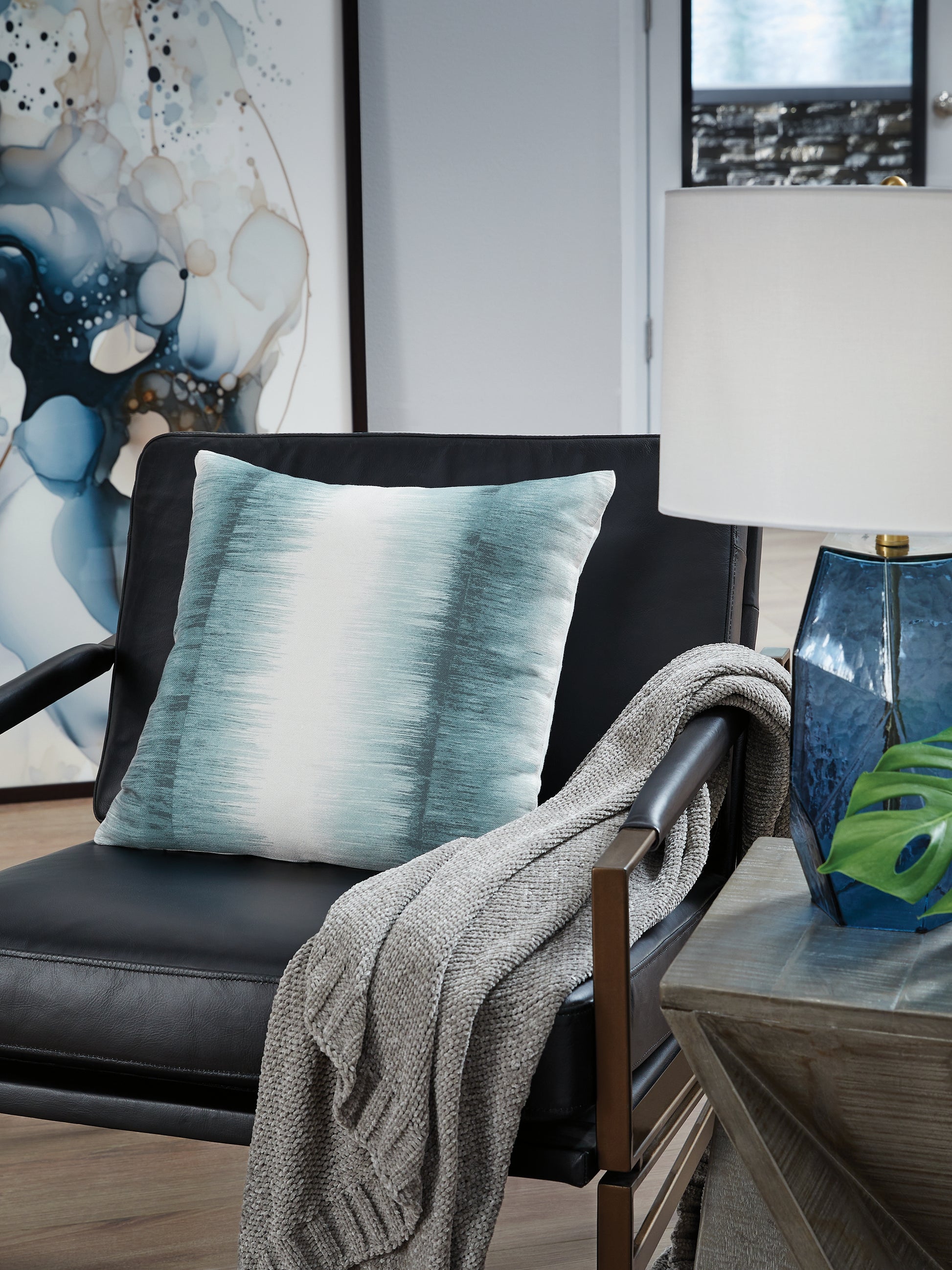 Stuart Furniture Outlet - Ashley Furniture - Elonwich Pillows - Pillow / Teal/White - A1001106P