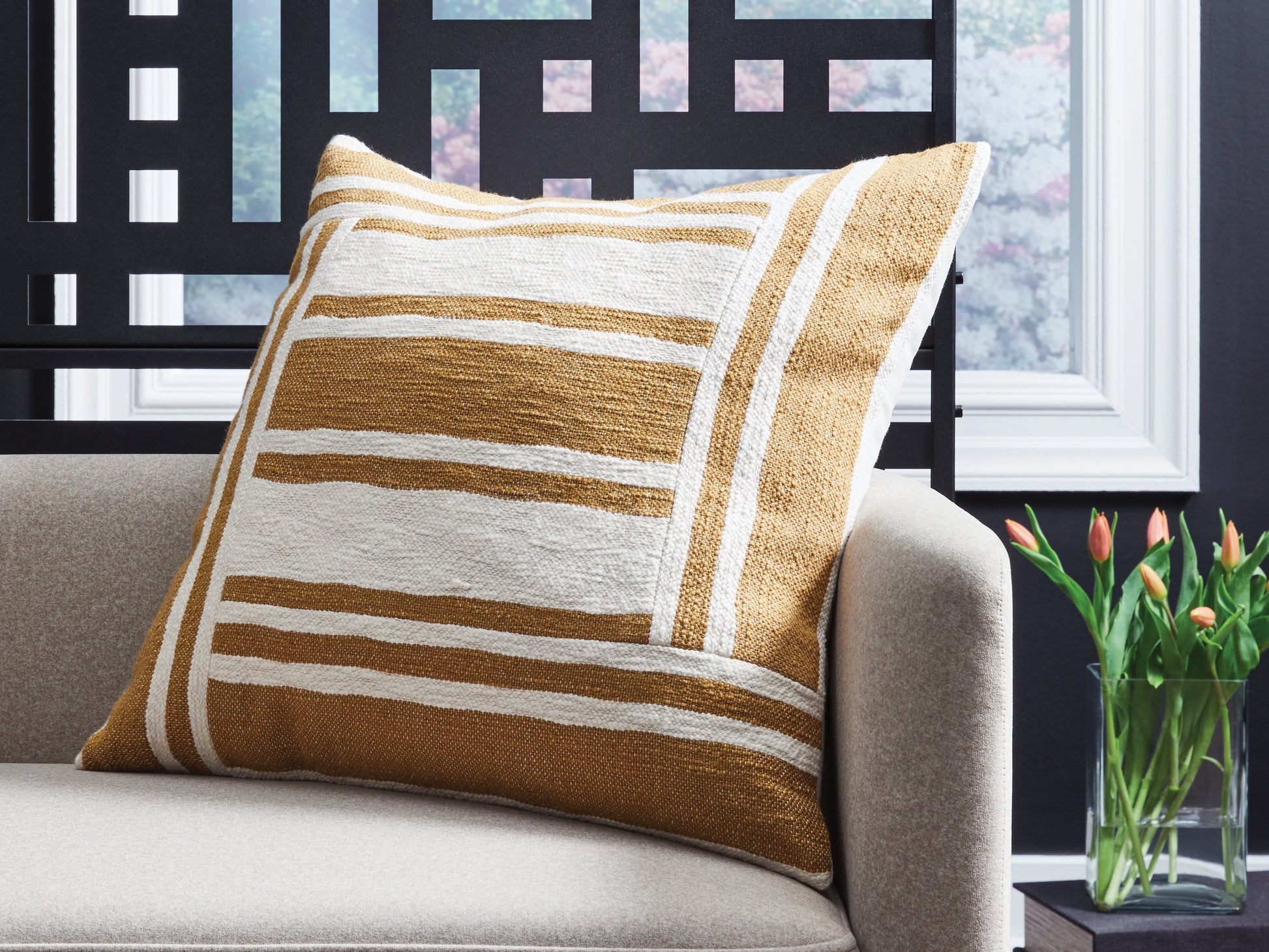Stuart Furniture Outlet - Ashley Furniture - Darrman Pillows - Pillow (4/CS) / Ochre/Ivory - A1001116