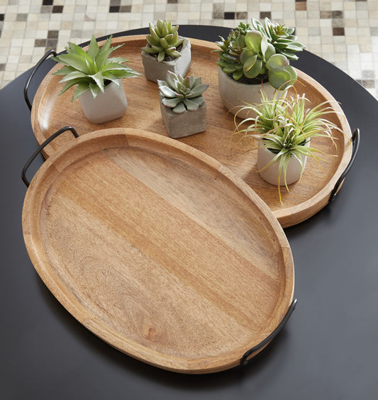 Stuart Furniture Outlet - Ashley Furniture - Jocelyne Tray (Set of 2) - Tray Set (Set of 2) / Brown/Black - A2000455