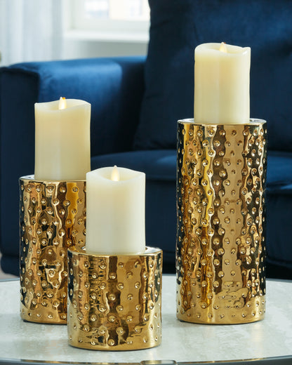 Stuart Furniture Outlet - Ashley Furniture - Marisa Candle Holder - Candle Holder Set (3/CN) / Gold Finish - A2000461