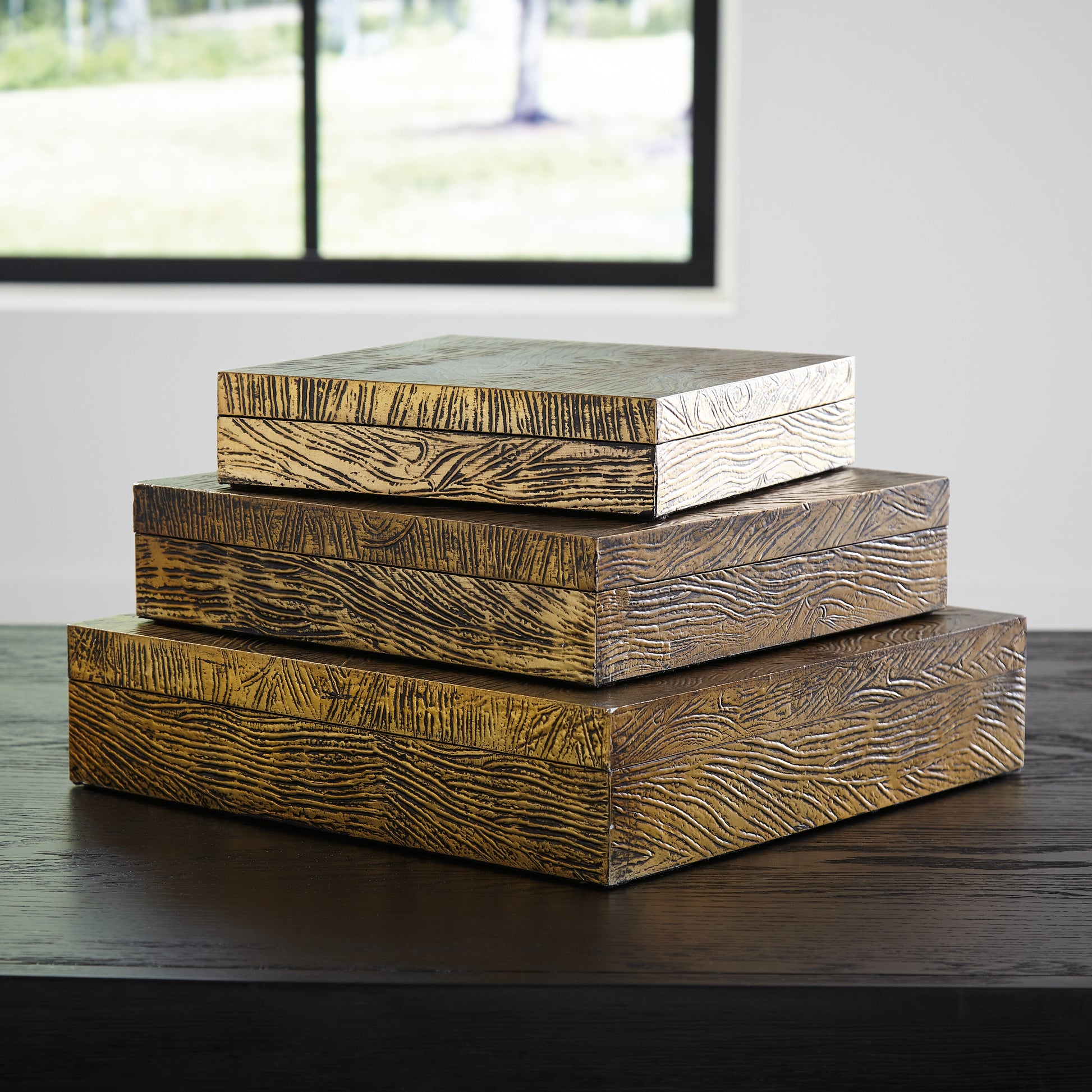 Stuart Furniture Outlet - Ashley Furniture - Keldy Box (Set of 3) - Box Set (3/CN) / Antique Brass Finish - A2000490