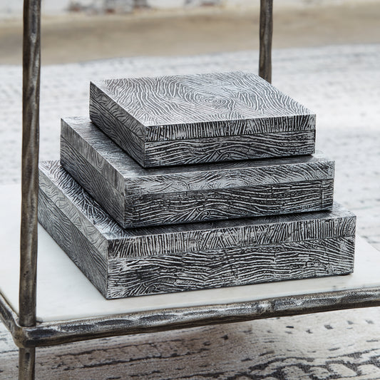 Stuart Furniture Outlet - Ashley Furniture - Keldy Box (Set of 3) - Box Set (3/CN) / Antique Pewter Finish - A2000491
