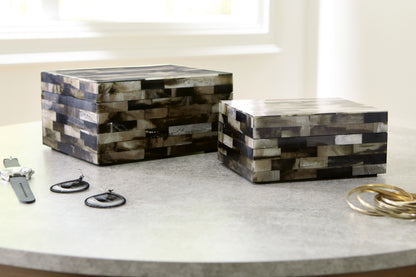 Stuart Furniture Outlet - Ashley Furniture - Ellford Box (Set of 2) - Box Set (Set of 2) / Black/Brown/Cream - A2000596