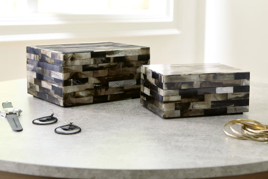 Stuart Furniture Outlet - Ashley Furniture - Ellford Box (Set of 2) - Box Set (Set of 2) / Black/Brown/Cream - A2000596