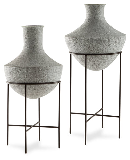 Stuart Furniture Outlet - Ashley Furniture - Estonbank Vase - Vase Set / Distressed Cream - A2000748A1