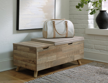 Stuart Furniture Outlet - Ashley Furniture - Gerdanet Storage Bench - Storage Bench / Beige/Brown / 39"W x 19"D x 17"H - A3000318