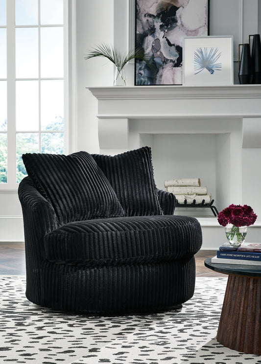 Stuart Furniture Outlet - Ashley Furniture - Gramwell Swivel Accent Chair - Swivel Accent Chair / Onyx - A3000725