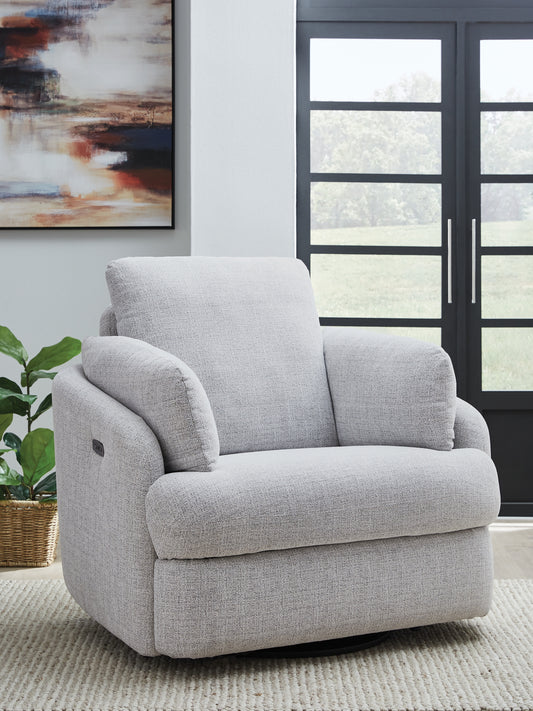 Stuart Furniture Outlet - Ashley Furniture - Alainmont Next-Gen Nuvella Swivel Power Recliner - Swivel Power Recliner / Salt and Pepper - A3000738